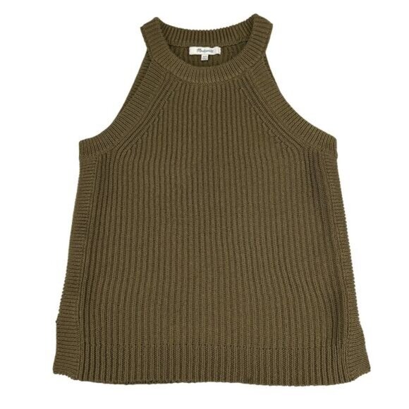 MADEWELL Valley High Neck Sweater Tank Sz XXS Dark Olive - Picture 2 of 4